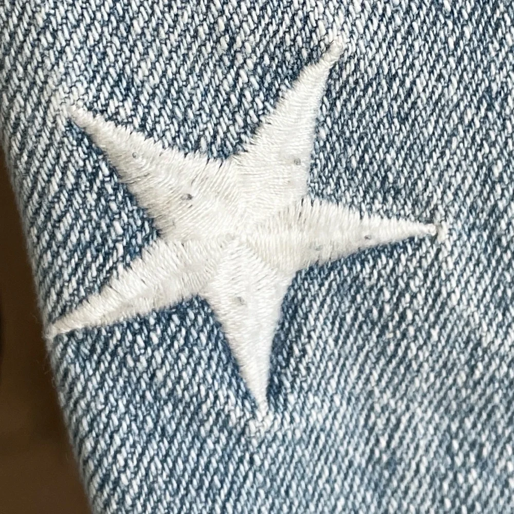 Pistola Brando Star Embroidery Cropped Denim Jacket Zodiac Wash - S
